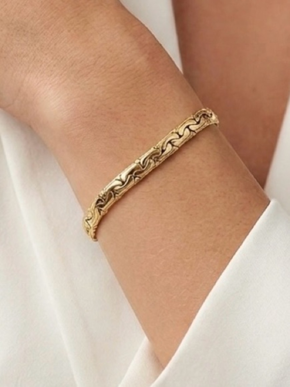 14K Gold Plated Herringbone Mesh Link Bracelet | Flat Woven Chain Dainty Jewelry
